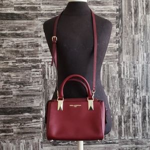 Karl Lagerfeld Saffiano Leather bag/purse Merlot/gold with crossbody body